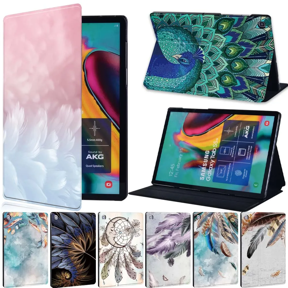 Кожаный чехол для планшета Samsung Galaxy Tab S4 T830 10,5 дюйма/S5e T720/S6 T865/S6 Lite 10,4 дюйма P610 P615/S7 T870 T875 11 дюймов, чехол с перьями