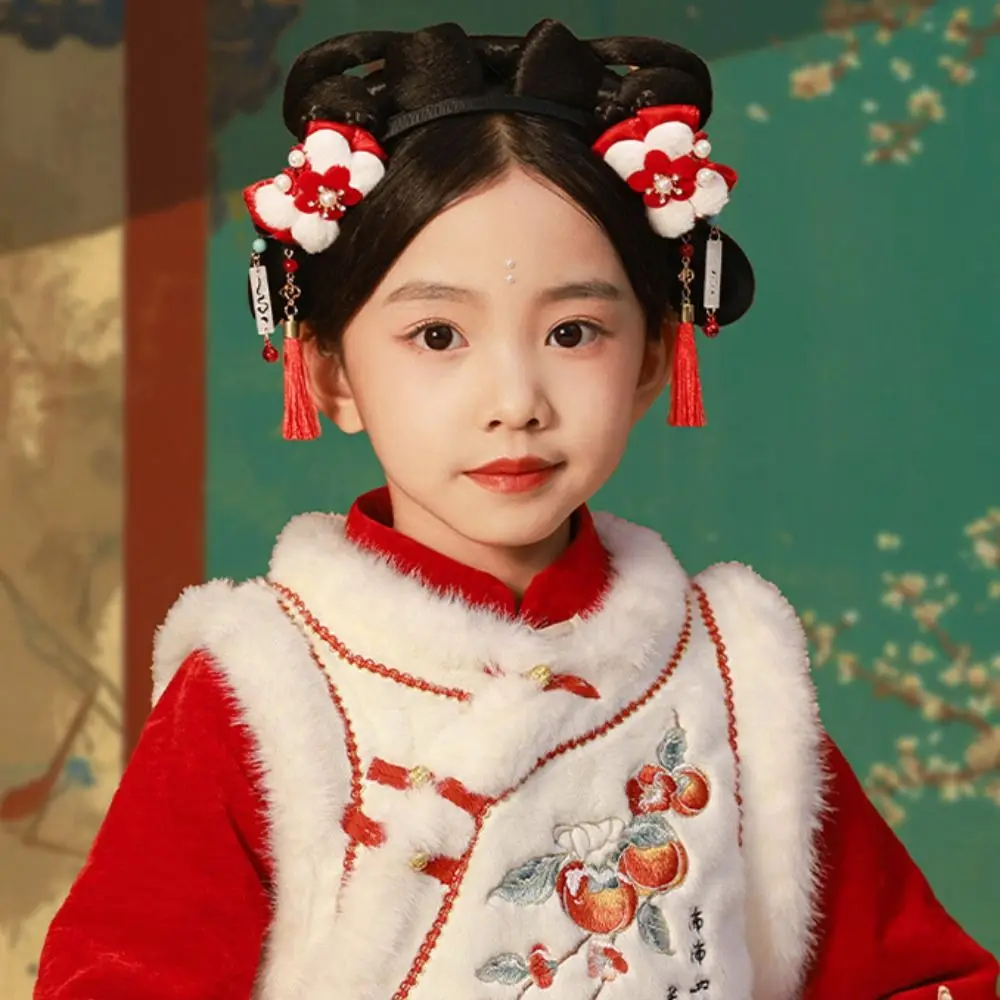 Детский парик с цветком повязка на голову коса для волос костюм Тан обруч