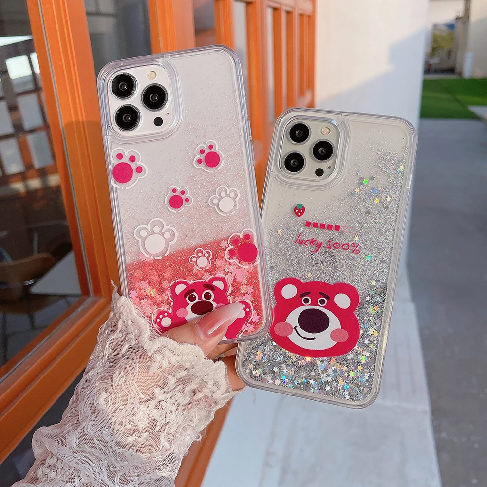 

Disney Toy Story Lotso Quicksand Phone Case for IPhone 14 13 12 11 Pro Max X XR XS MAX 7 8Plus Clear Anti-fall Back Cover Coque