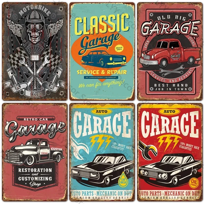 Купи Retro Metal Classic Garage Poster Decorative Car Service Panels Tin Sign Wall Sticker Home Party Bar Garage Tool Shop Art Decor за 293 рублей в магазине AliExpress