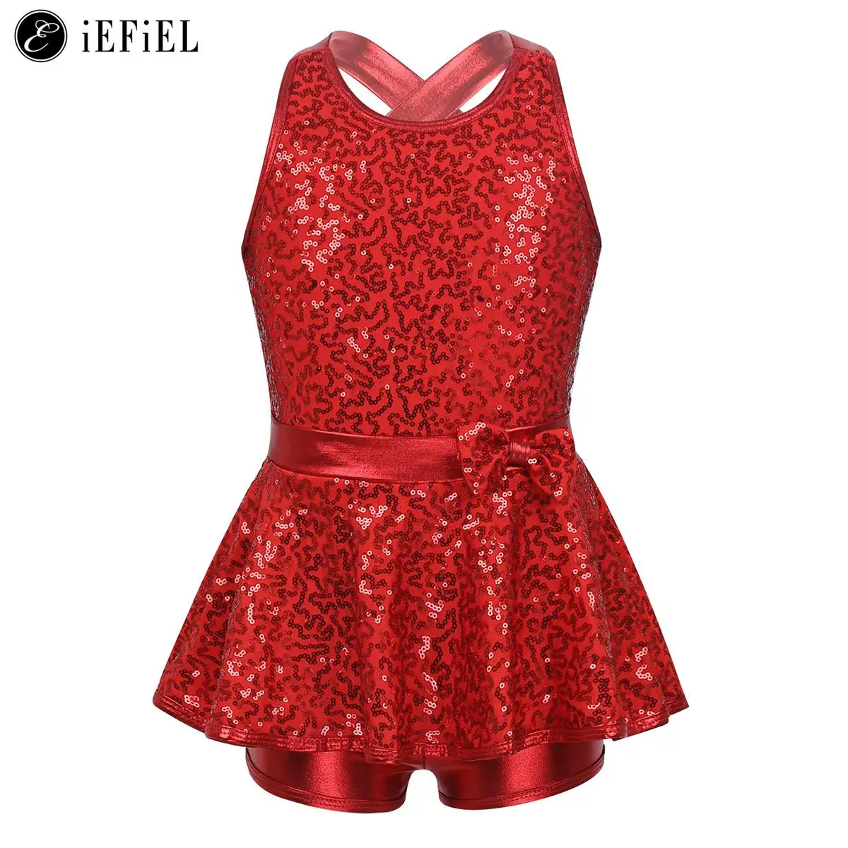 

Детское блестящее балетное трико с блестками и перекрестной спиной для девочек