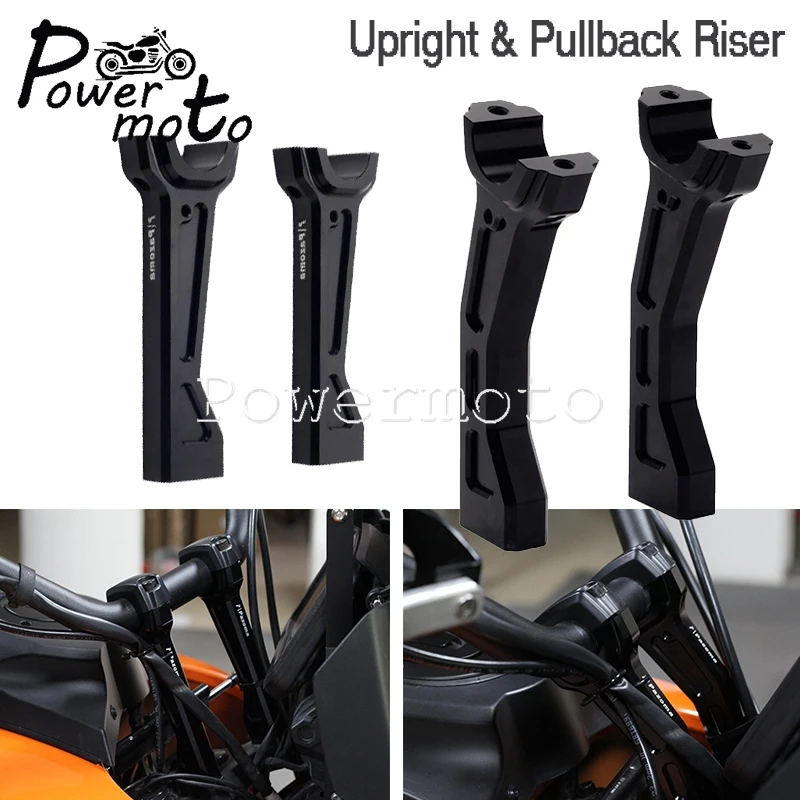 For Harley Pan America 1250 S RA1250S 21+ 6.3'' Height Motorcycle Upright Curved & Pullback Risers Adapter Handlebars Tall Riser