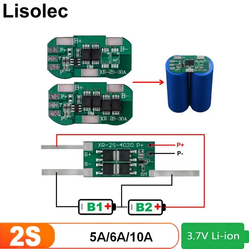 BMS 2S 18650 7,4 В 8,4 в Защитная плата разряда литий-ионной батареи PCB 2S 5A 6A 10A защитная схема