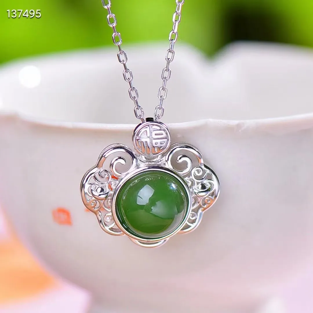 Женский кулон из серебра 100% пробы с Зеленой Мозаикой