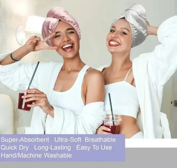 Атласное шелковое полотенце с длинными волосами для девушек впитывающее