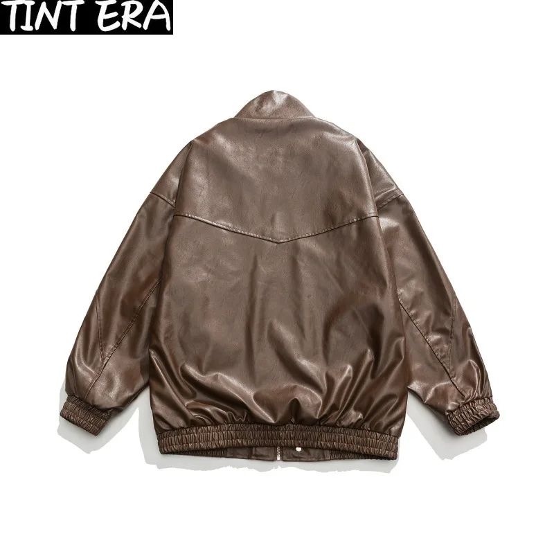 Куртка мужская Кожаная Мотоциклетная винтажная Свободная куртка из