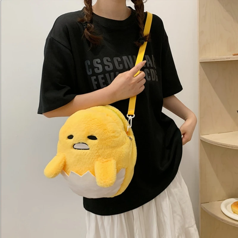 Фото Горячая аниме-сумка 1985, серия Gudetama, кавайный рюкзак с героями мультфильмов, сумка на плечо с ленивым яйцом, милая модная кукла, подарок на день рождения №3