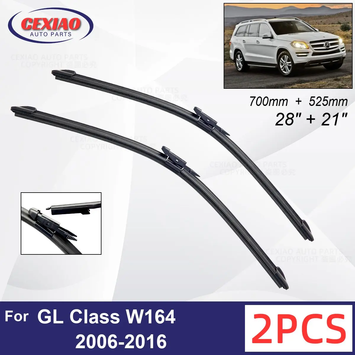 

Car Wiper For Mercedes Benz GL Class W164 2006-2016 Front Wiper Blades Soft Rubber Windscreen Wipers Auto Windshield