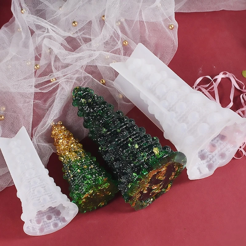 

DIY Crystal Epoxy Resin Mold Christmas Tree Handmade Molds Small Night Light Table Decorations Mirror Silicone Mould