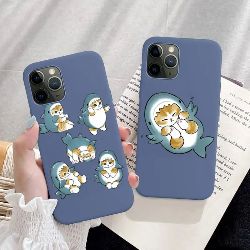 

Funny Cartoon Cat Phone Case for iPhone 14 11 12 13 Mini Pro Xs Max 8 7 6 6S Plus X XR Solid Candy Color Case