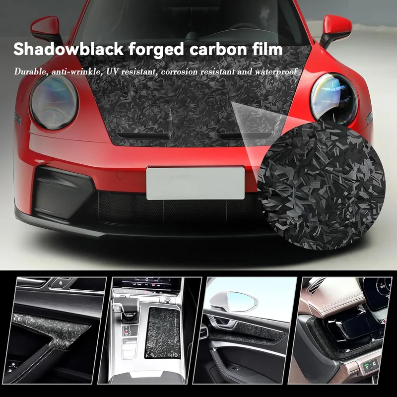 Фото Пленка для оклейки PET Shadow Black под кованый карбон, самоклеящаяся, с отводом воздуха, для самостоятельной установки, для мотоциклов и автомобилей №3