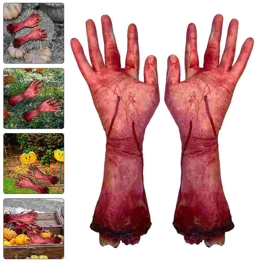 

2 Pcs Halloween Supplies Fake Hand Model Prosthetic Hands Trick Props Foam Tools Arm Party