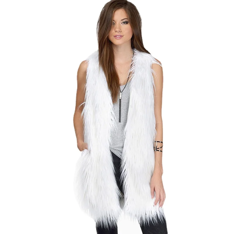 ICCLEK New wool vest LONG imitation fur vest women's autumn and winter women's coat women's wear