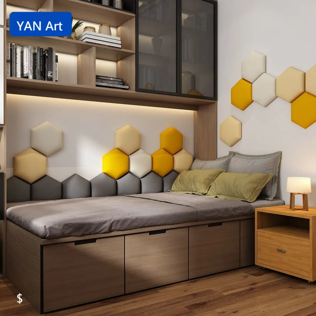 

Бытовая Шестигранная мягкая сумка с изголовьем кровати, домашний декор, Современная 3D настенная наклейка, фон, татами, декоративная живопись