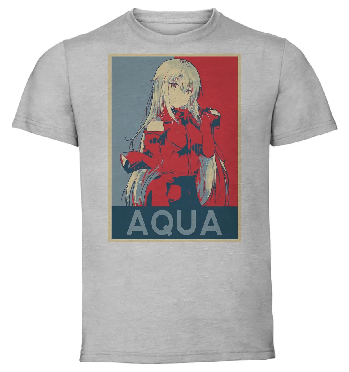 Футболка унисекс серая пропаганда KonoSuba Aqua