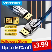 Аудиокабель Vention 1,4, 8K, 60 Гц, 4K HDR, 165 Гц, DP-кабель 1,4, 1,2