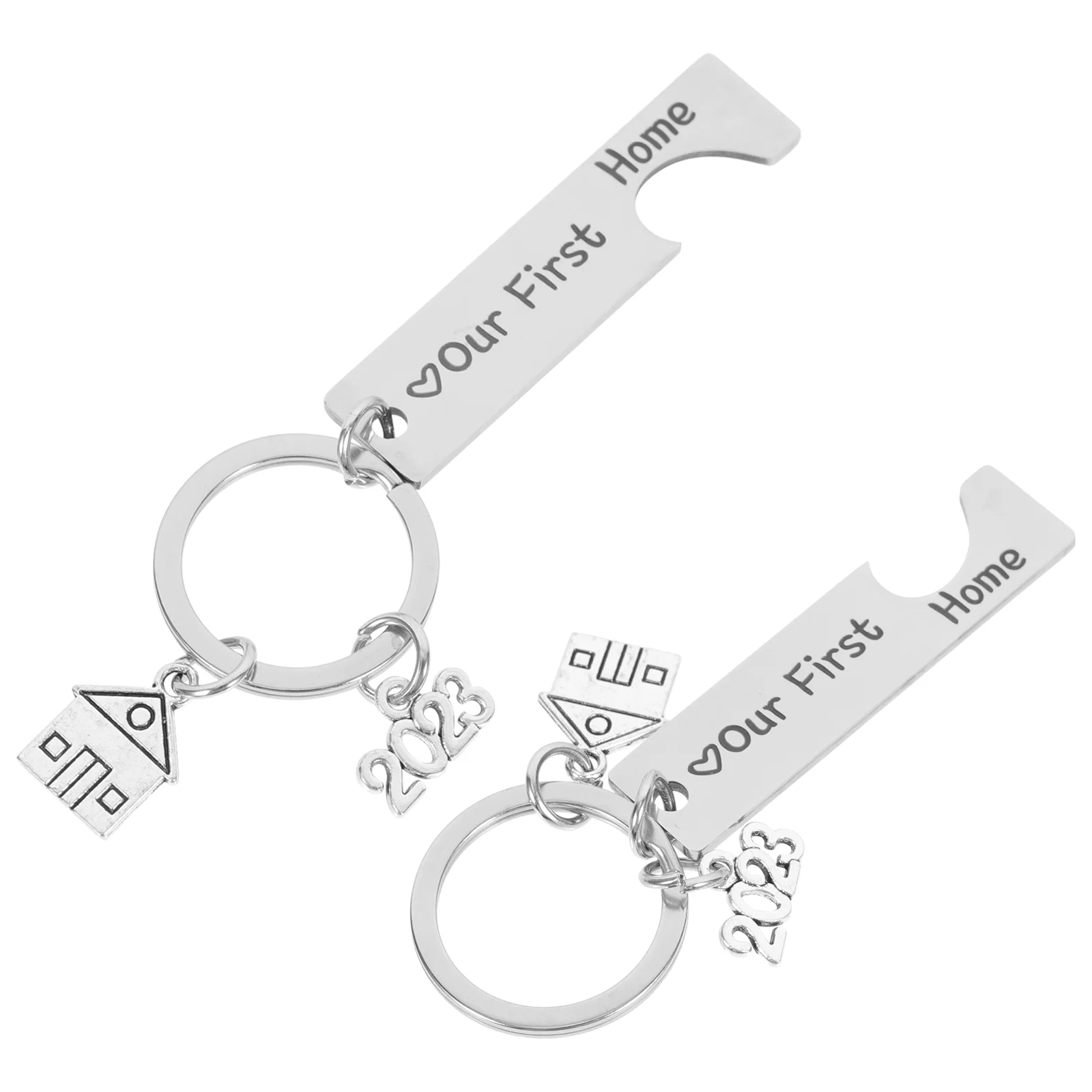 

Keychains Women New Homeowner Stainless Steel Set Personalized Couple Puzzle Jewelry Pendant House Supplies Housewarming