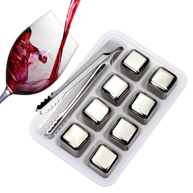8Pcs 304 Stainless Steel Ice Cubes Reusable 1810 Chilling Stones for Whiskey Wine Keep Your Drink Cold Longer SGS Test Pass | Дом и сад