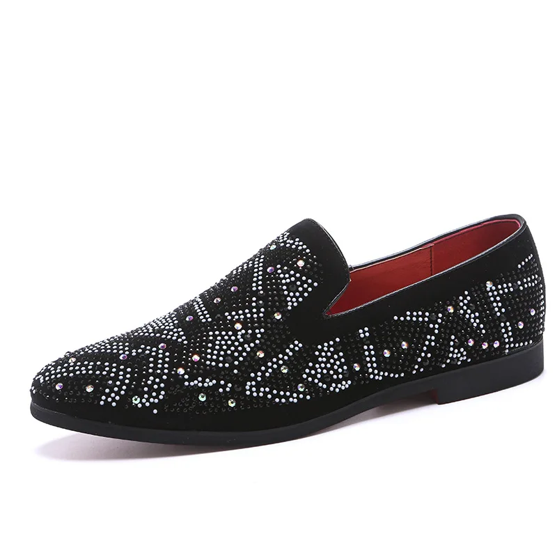 

New Trend Shining Rhinestone Charm Pointed Wedding Oxford Shoes Men Casual Loafers Business Formal Dress Footwear Zapatos Hombre