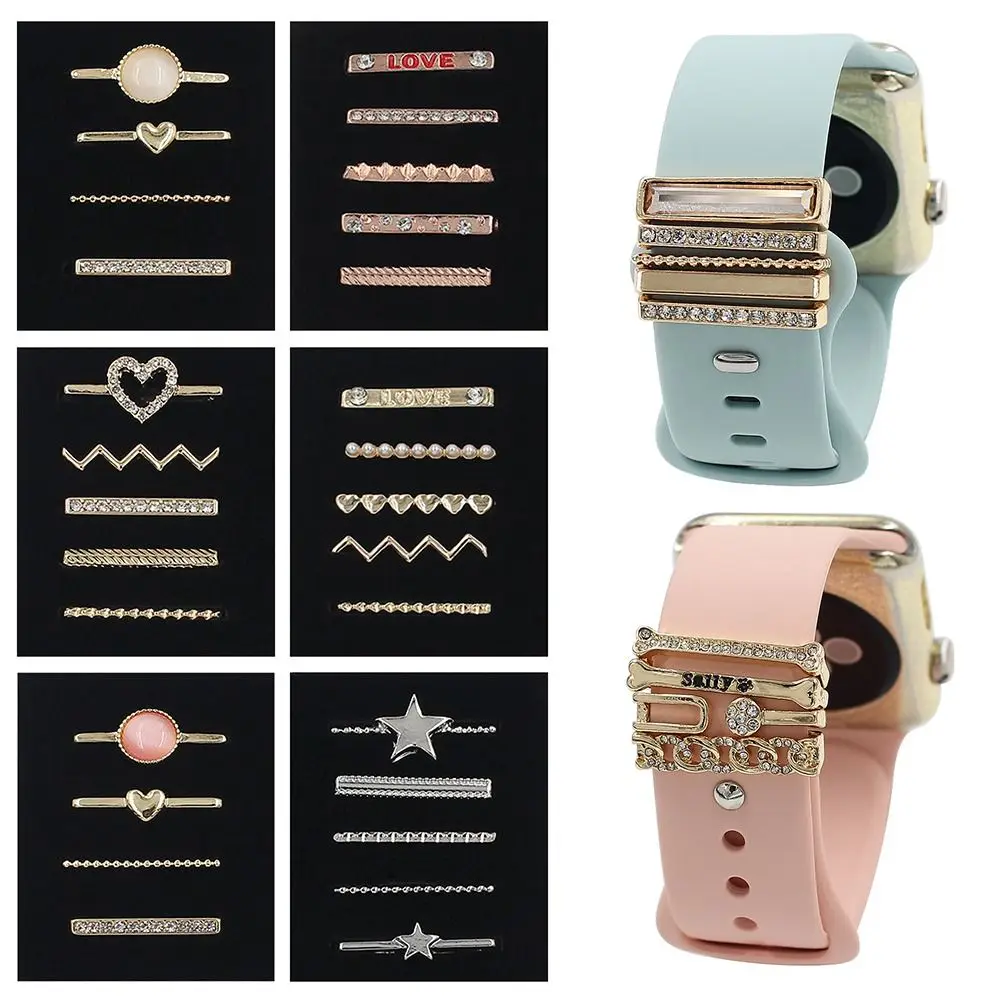 

Creative Metal Charms Watch Band Decor Ring For Apple Diamond Ornament For iwatch Bracelet Silicone Strap Jewelry Accessories