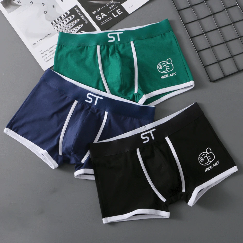 

Boxers Men Teenger Cotton Boxer Underwear Pouch Stretch Breathable Sport Trunk Underpants Mens Boxers Cuecas Masculinas