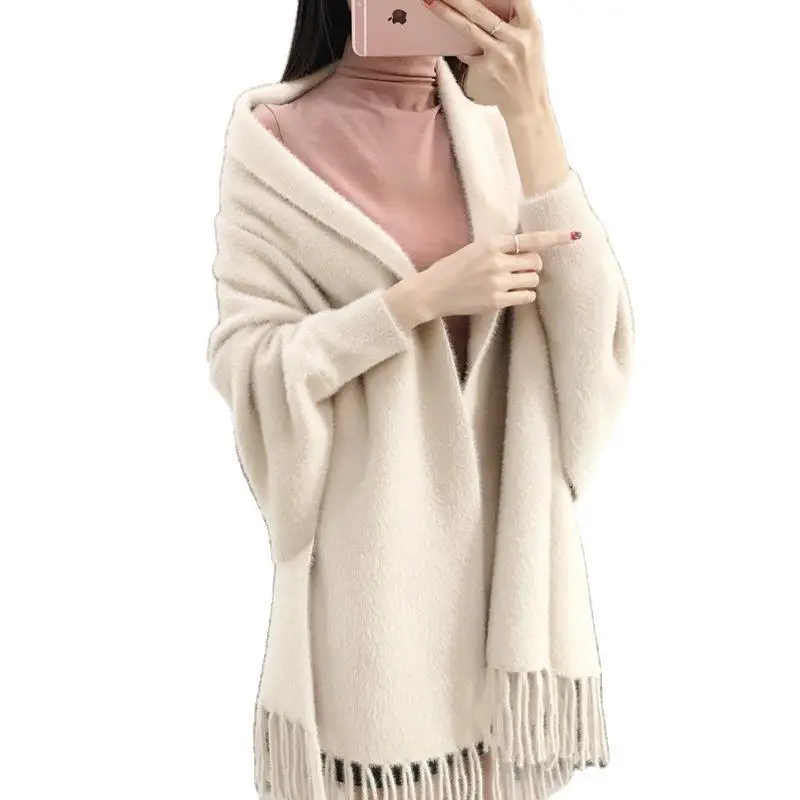 Осенне-зимняя стандартная Свободная рубашка летучая мышь норковый флисовый