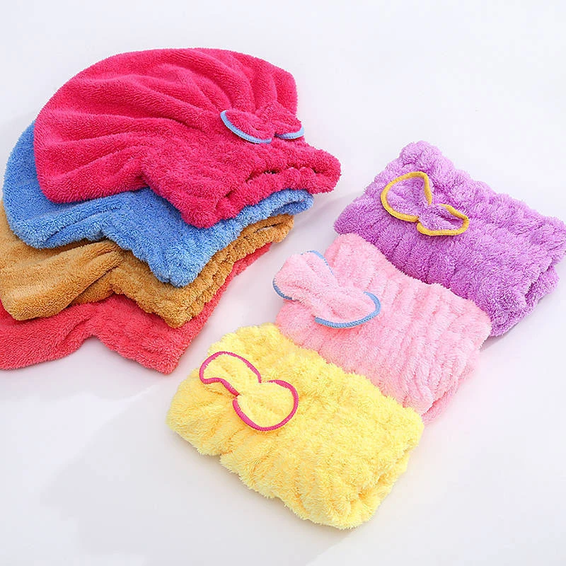 

Microfibre Quick Hair Drying Bath Towel Spa Bowknot Wrap Towel Cap Bathroom Accessories Bonnets for Women Designer Shower Cap