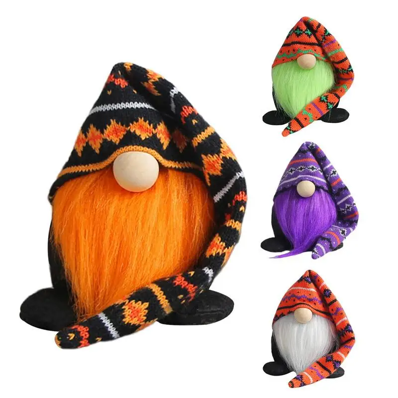 

Halloween Gnomes Ornaments Eye-catching Decorations For Home Plush Dolls With Delicate Workmanship Knitting Crafts Realistic