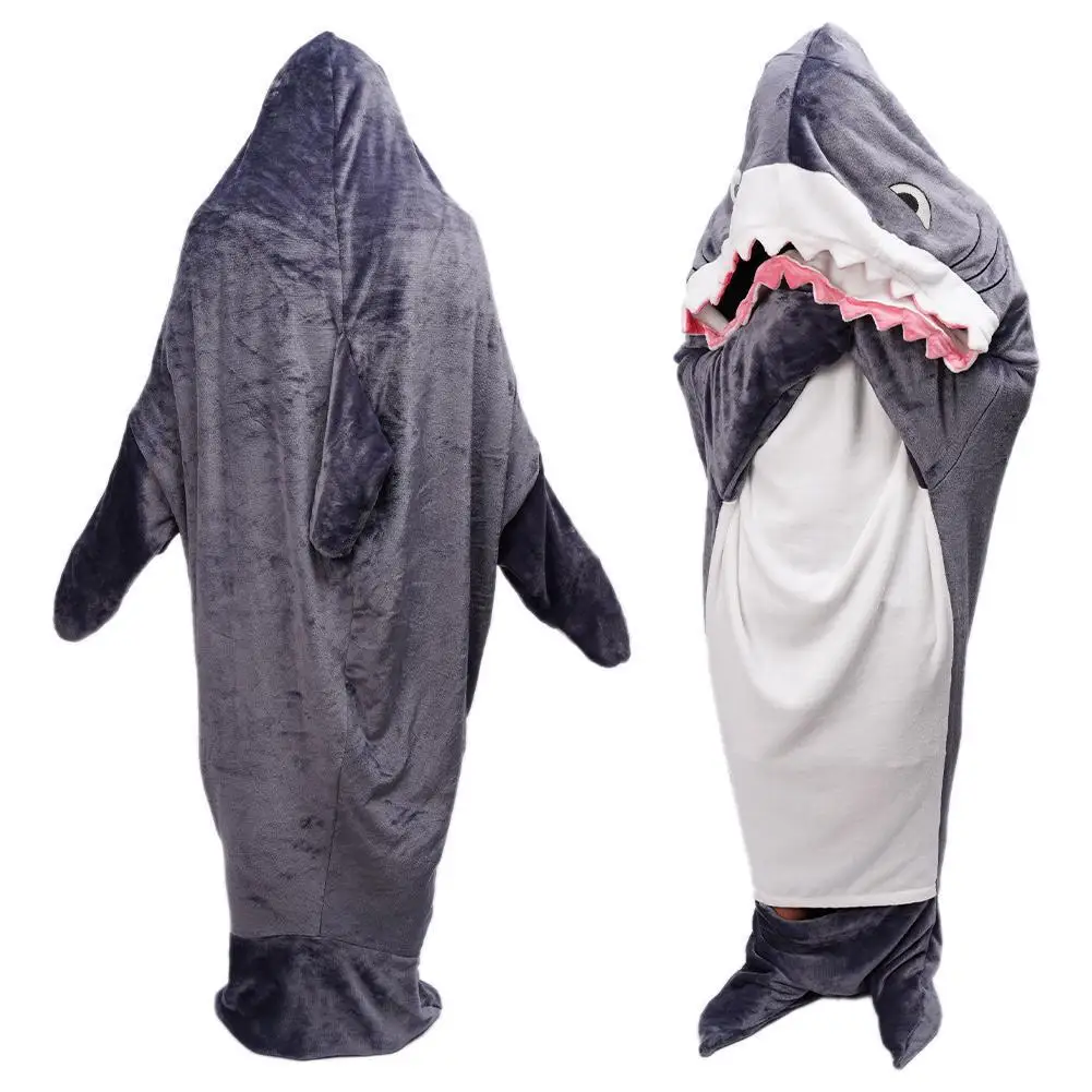 

Cartoon Shark Sleeping Bag Pajamas Office Nap Shark Blanket Karakal High Quality Fabric Mermaid Shawl Blanket For Children Adult