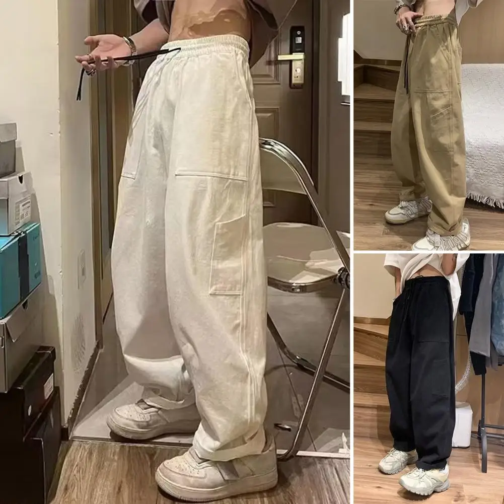 

Men Pants Multi Pockets Anti-tear Versatile Men Spring Autumn Pure Color Baggy Pants Baggy Pants Daily Clothing