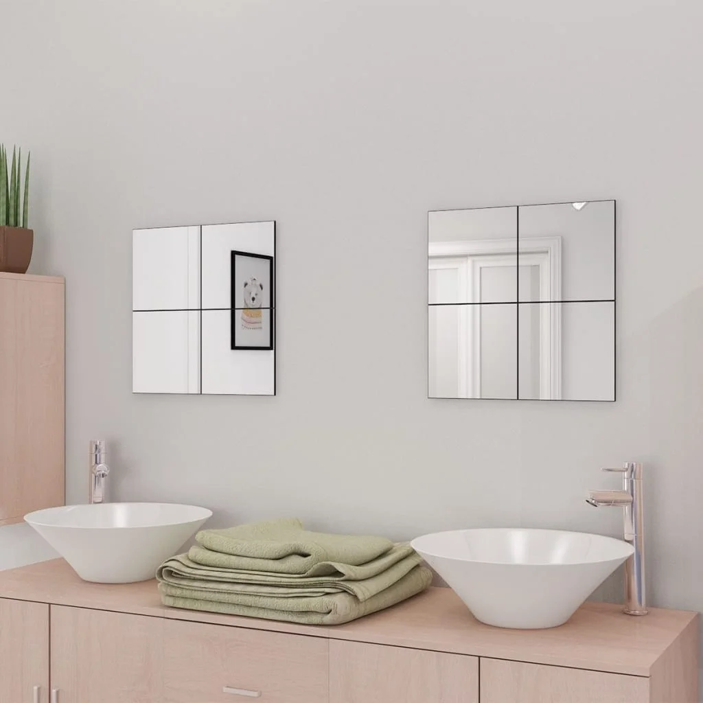 

Frameless Mirror Tiles Glass 16 pcs 8"