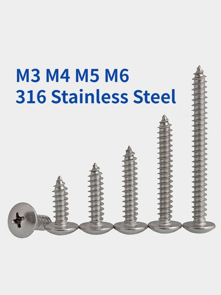 

M3 M4 M5 M6 316 Stainless Steel Cross Large Flat Round Head Self Tapping Screw Phillips Bolt