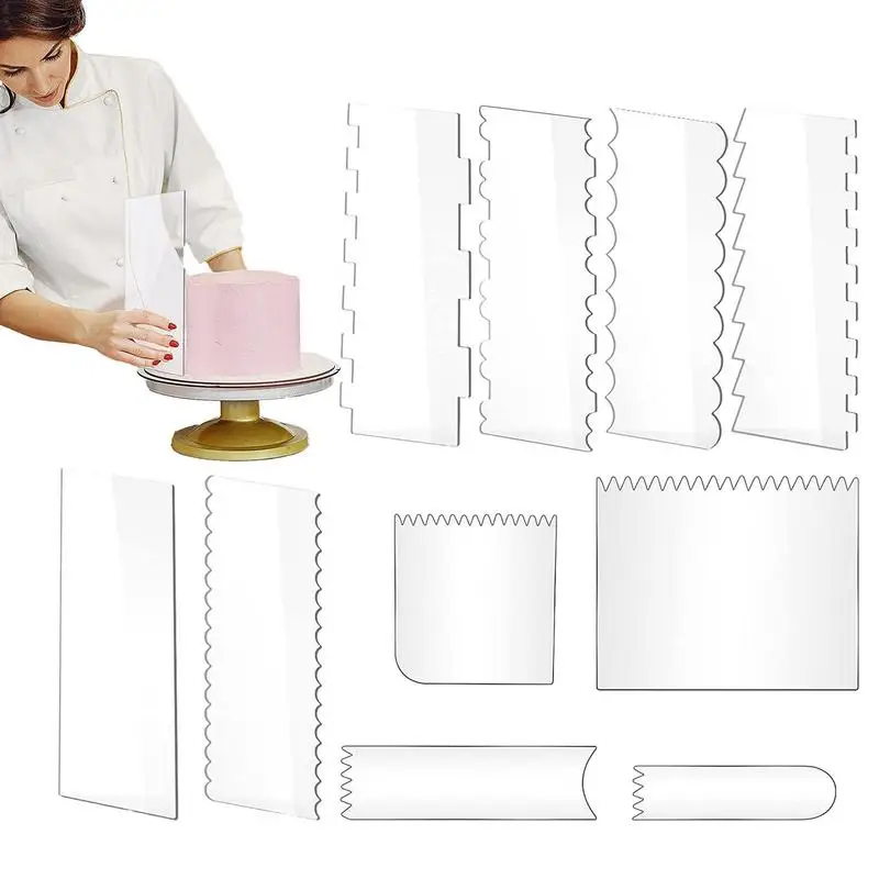 

Cake Edge Scraper Tool 10pcs Acrylic Frosting Decorating Scraper For Cake Side Edges Bakery Supplies For Baking Kitchen Tools