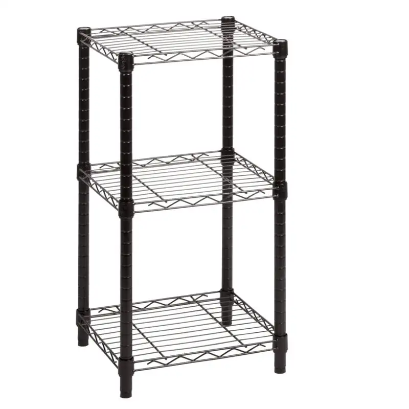 

3-Tier Adjustable Storage Shelving Unit,Shelves & Shelf Units Black,Steel