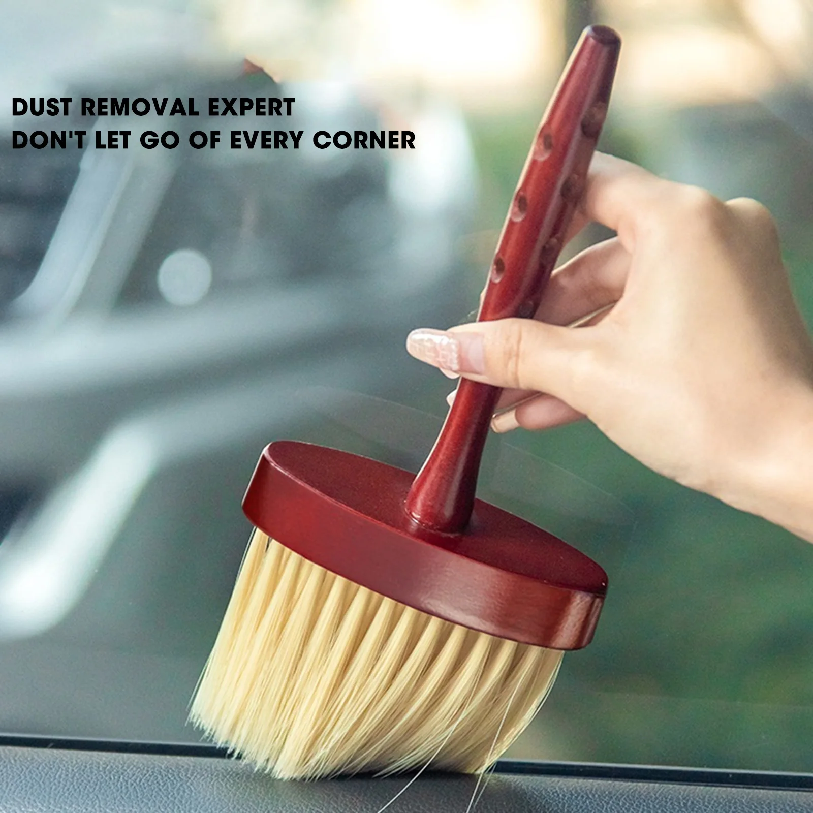 

Car Interior Brush Solid Wood Long-handled Brush For Car Cleaning Auto Dashboard Cleaning Brush Air Outlet Dust-removing Brush