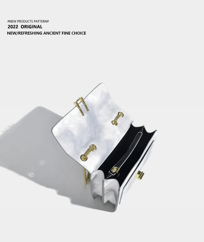 Elmsk Vintage Chain Gradient Casual Messenger Bag Women Fashion Leather Square Bag