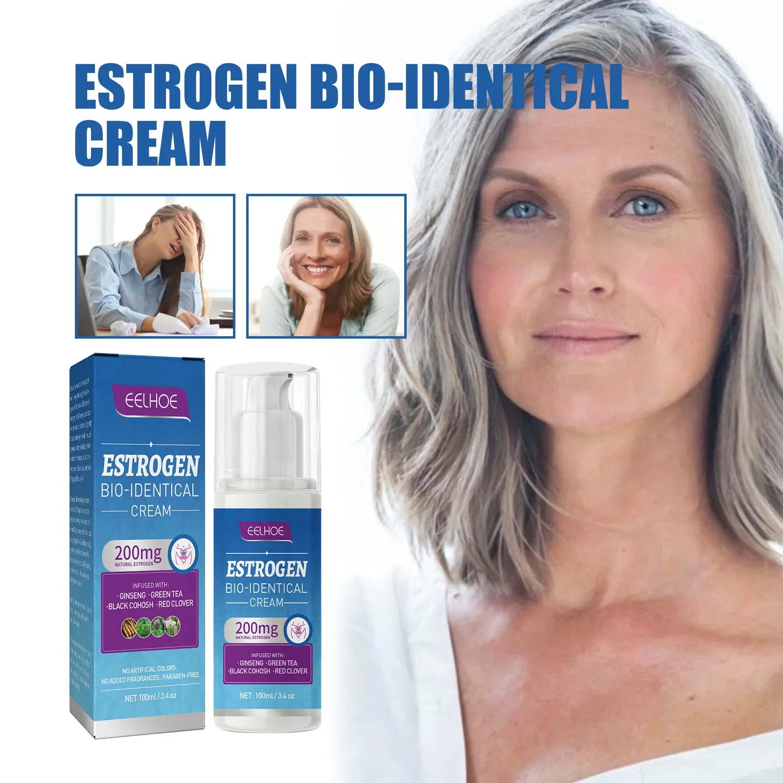 

Estrogen Relief Cream for Women Menopause Balancing Hormone Levels Reducing Fatigue Hot Flashes Mood Swings Treatment
