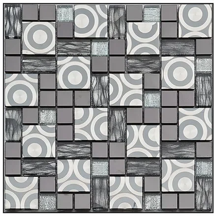 Фото Черная мозаичная плитка из нержавеющей стали, хрустального стекла, ванная комната, кухня, фартук, настенная плитка для гостиной, украшение дома №3