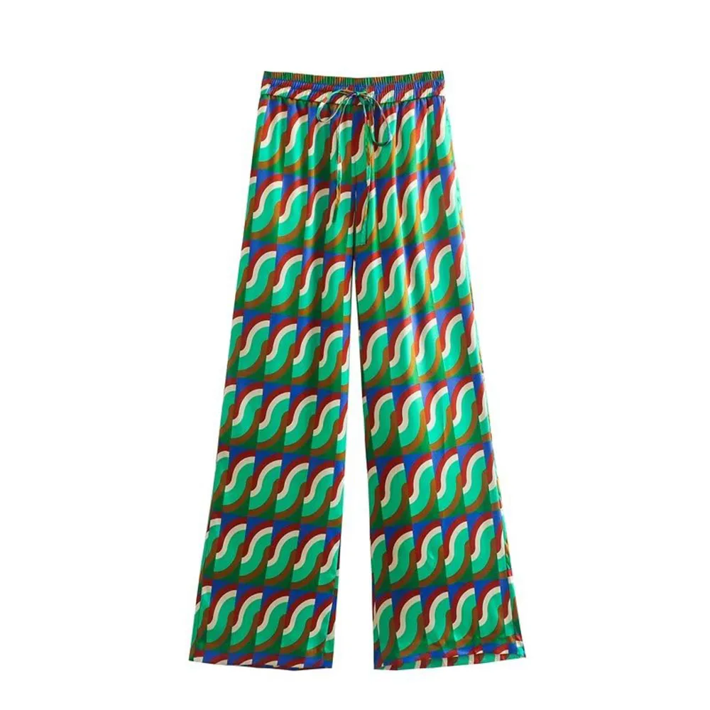 

Брюки женские с вертикальным принтом, Модные свободные повседневные Прямые Штаны в стиле ретро, лето-осень