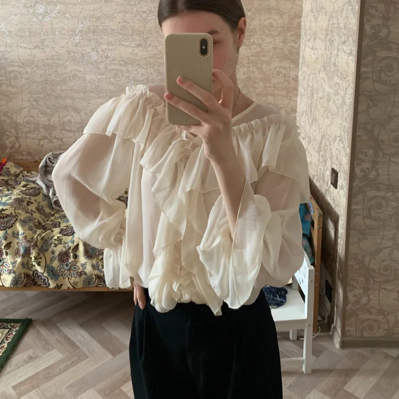 Женская Шифоновая Блузка В Стиле Бохо Сексуальный Прозрачный Летний Топ С