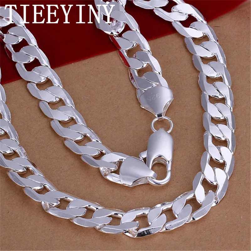 

Ожерелье-цепочка TIEEYINY из серебра 925 пробы, 18-30 дюймов, 12 мм