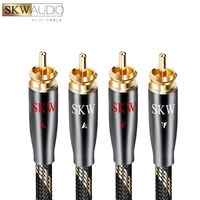 skw hifi rca cable 6n occ 2rca to 2rca subwoofer cable y splitter stereo audio cord male to male 24k gold plated connector