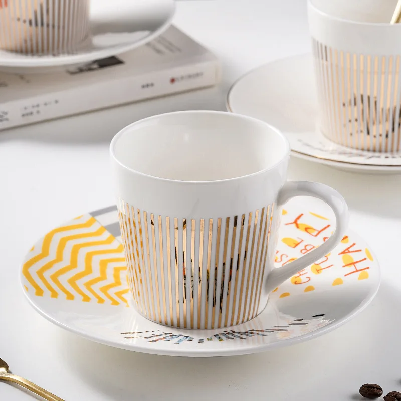mirror Reflection Coffee Cup Plate Luxury afternoon tea set Ceramic Running Horse/Deer/Hummingbird Mug WY80114 | Дом и сад