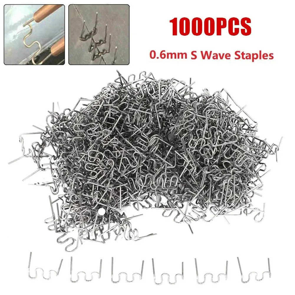 

1000Pcs 0.6mm S Wave Staples For Car Bumper Bodywork Plastic Stapler Repair Kit Herramientas De Mano Soldering Iron Tools