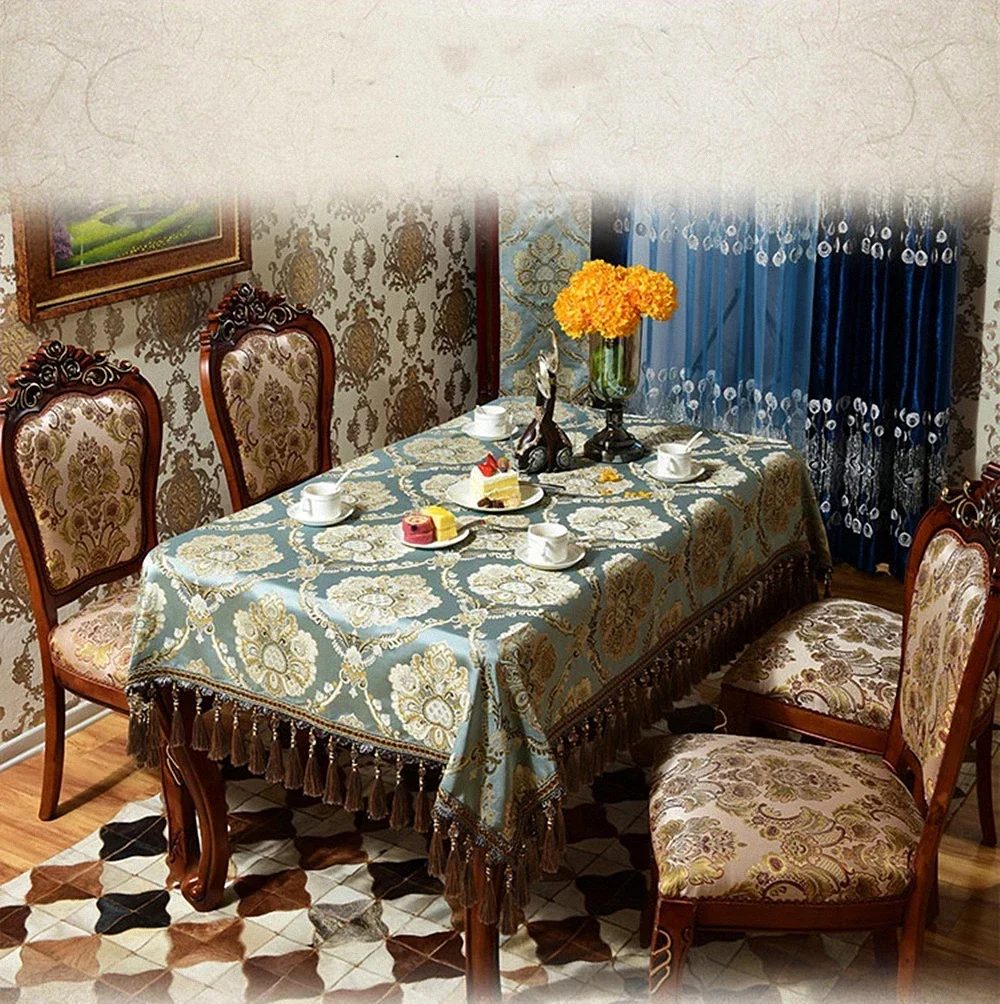 Освітленная роскошная квадратная скатерть с кисточками высококачественная