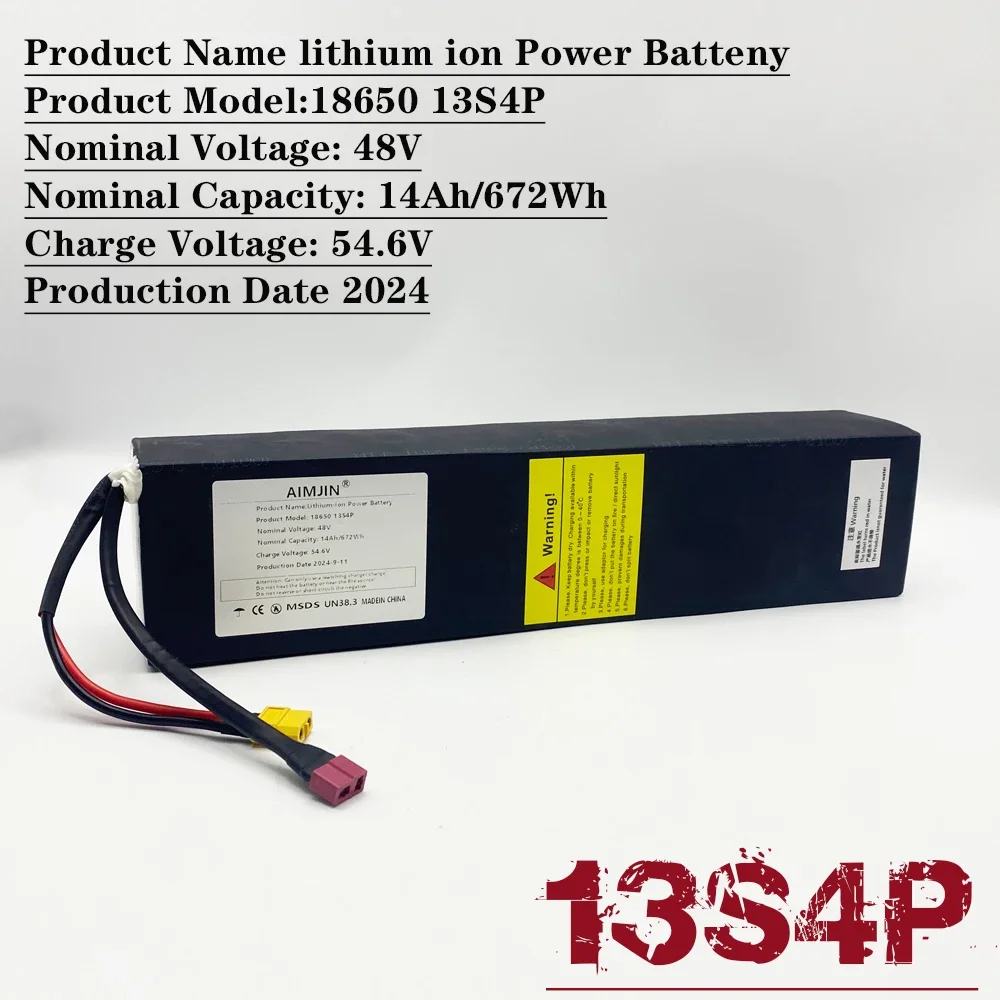 Литий-ионный аккумулятор 48 В 14000 мАч 18650 13S4P 672 Втч подходит для аккумулятора