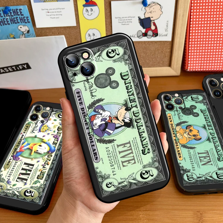 

Luxury Dollar Mickey Minnie Mouse For Apple iPhone 13 12 11 Pro 12 13 Mini X XR XS Max SE 6 6S 7 8 Plus Phone Case Back Soft