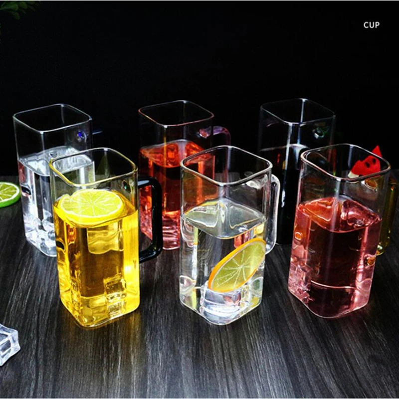 

Square Glass Water Cup Thickened Beer Cup Drink Juice Cup Breakfast Milk Cup Household Coffee Cup