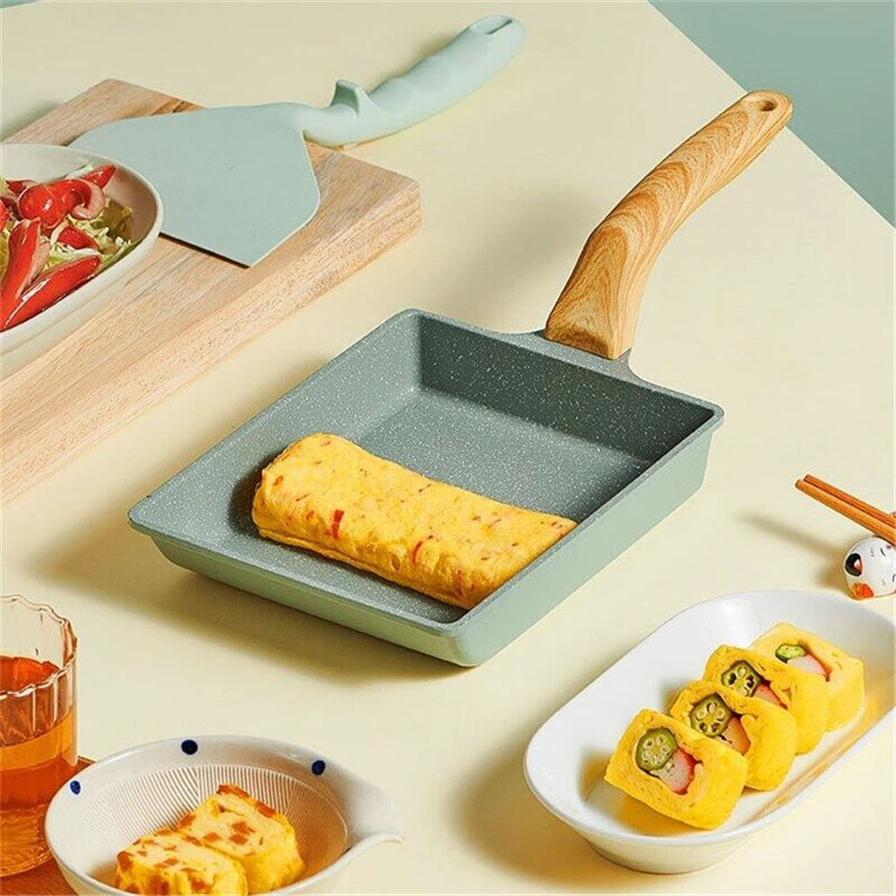 

15*20cm Non Stick Green Frying Pan Japanese Tamagoyaki Omelettes Aluminum Alloy Egg Pancake Maker Kitchen Cookware