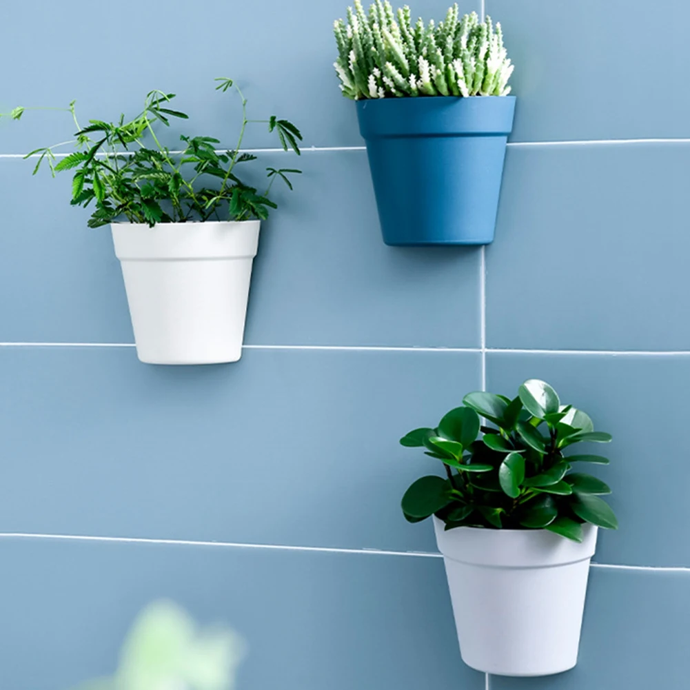 

Wall Mounted Plastic Potted Plant Flowerpot Wall Hanging Planter Semi Circular Small Flower Pot Wall Decoration 3Pcs